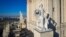 The sculpture that adorns the main building of Moscow State University. 