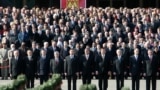 Minsk, Belarus - Belarussian officials watch a military parade following President Alexander Lukashenko's inauguration in Minsk April 8, 2006