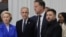 (From L) European Commission President Ursula von der Leyen, Canada's Prime Minister Mark Carney, NATO Secretary General Mark Rutte, Ukraine's President Volodymyr Zelensky and Canada's Foreign Minister Anita Anand attend the 8th European Political Commu