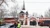 MOSCOW REGION, RUSSIA – DECEMBER 13, 2021: Law enforcement officers are seen outside the Vladychny Convent in the town of Serpukhov