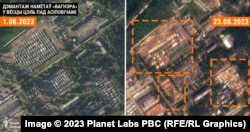 Спутниковые снимки от 1 августа и 23 августа