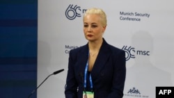 Юлия Навальная во время речи на Мюнхенской конференции по безопасности 16 февраля 2024 года
