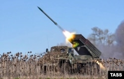 Самоходная реактивная система залпового огня "Град" в приграничном с Белгородской областью районе, 27 марта 2024 года. Фото ТАСС