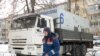 Russia -- An emergency service worker operates in the Klimovsk neighbourhood of the city of Podolsk