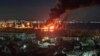 Пожар в порту Феодосии, где находился БДК "Новочеркасск"