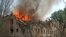 Ukraine. Dnipro. Burning building after Russian missile strike