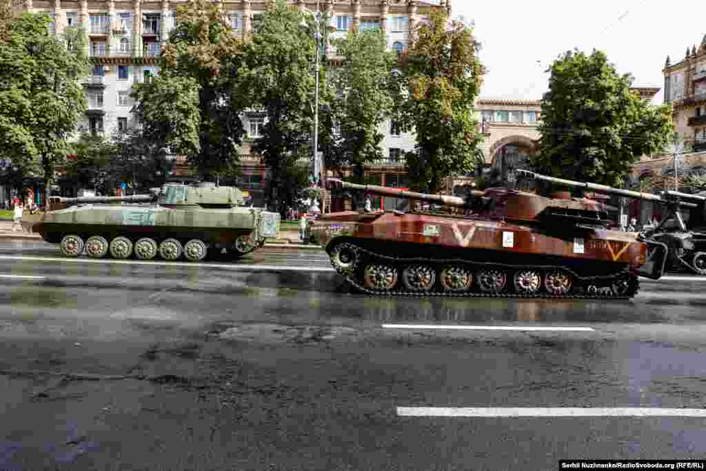Уничтоженная военная техника российской армии на Крещатике. Киев, 21 августа 2023 года