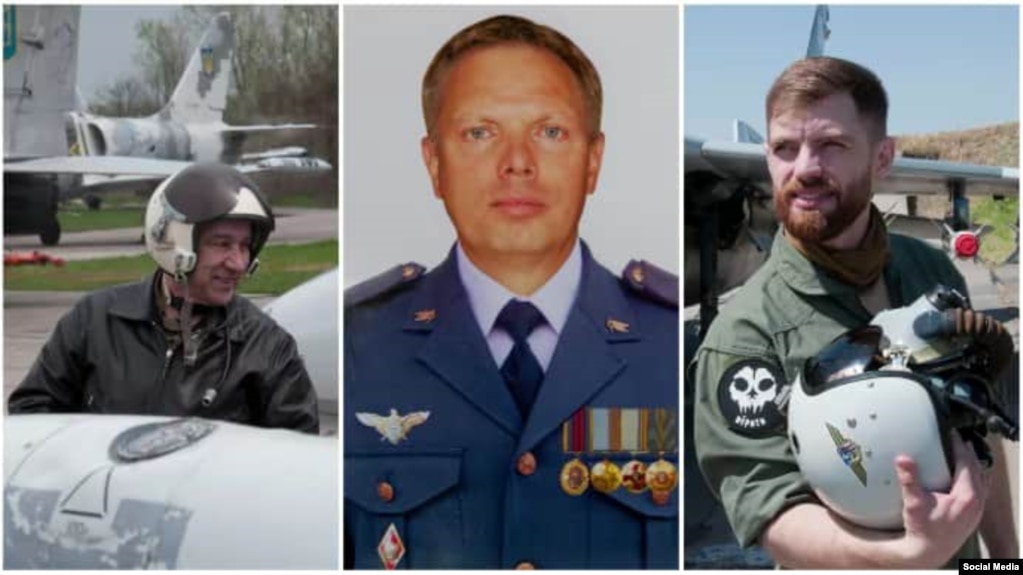 Украинские пилоты (слева направо) Вячеслав Минка, Сергей Проказин, Андрей Пильщиков