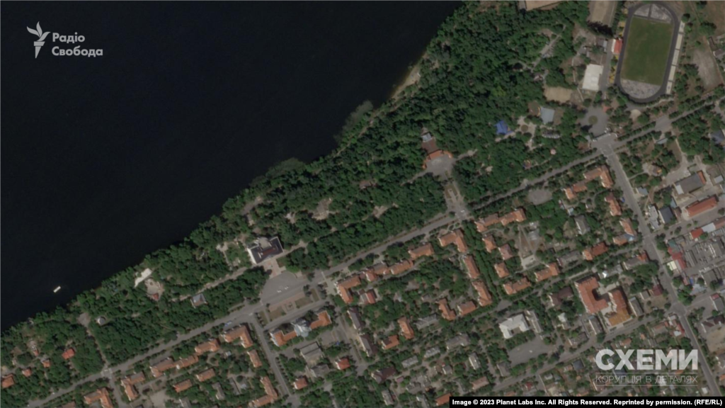 Новая Каховка Херсонская область, Украина. Спутниковый снимок Planet Labs до подрыва Каховской ГЭС, 4 июня 2023 года &nbsp;
