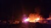 Пожар на месте взрыва на топливном складе близ Степанакерта