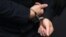 GERMANY -- Stephan Balliet, who is accused of shooting dead two people after an attempt to storm a synagogue in Halle an der Saale, eastern Germany, has his hands cuffed as he arrives into the courtroom 