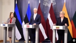 Премьер-министры трех стран Балтии: Кая Каллас, Кришьянис Кариньш, Ингрида Шимоните