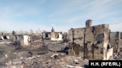 Сгоревшие дома в городе Борзя, Забайкальский край 
