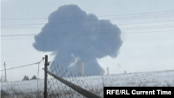 Кадры падения самолета Ил-76 в Белгородской области России 24 января 