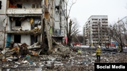 Один из домов в Харькове, разрушенных в результате российской ракетной атаки 23 января 2024 года
