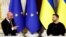UKRAINE – Ukraine's President Volodymyr Zelenskyy and President of the European Council Charles Michel attend a joint press conference with Moldova's President in Kyiv, Ukraine November 21, 2023