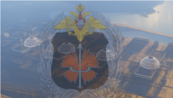 Рендер проекта АЭС "Аккую" и эмблема Подразделения психологических операций ГРУ, коллаж 