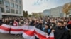 Студенты на митинге против результатов президентских выборов в Беларуси. Минск, 26 октября 2020 года