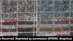 Сравнение спутниковых снимков Planet за 24 марта и 24 апреля места предполагаемого массового захоронения в поселке Старый Крым