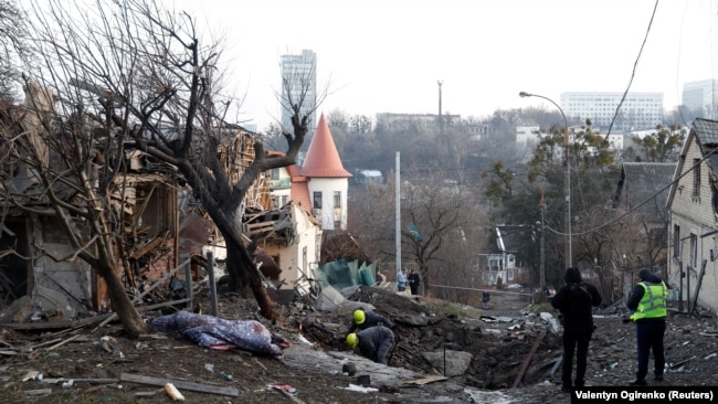 Последствия ракетного обстрела Киева 31 декабря