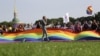 People take part in the LGBT (lesbian, gay, bisexual, and transgender) community rally "VIII St.Petersburg Pride" in St. Petersburg, Russia August 12, 2017. REUTERS/Anton Vaganov