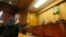UKRAINE -- Ukrainian opposition figure and Georgian former President Mikheil Saakashvili delivers a speech as he attends a court hearing in Kyiv, January 22, 2018
