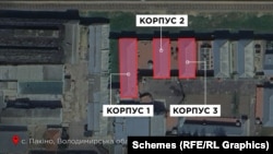 Корпуса в колонии в Пакино, где держали пленных украинцев