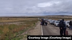 Россия, переход "Озинки" на границе с Казахстаном, конец сентября 2022 года