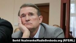 UKRAINE -- Medvedchuk during a hearing in the Pechersk court, Kyiv, October 12, 2021