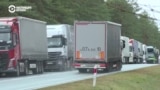 Огромная пробка из грузовых автомобилей на границе Беларуси и Польши: дальнобойщики ждут на КПП по трое суток