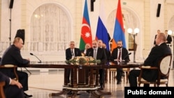 Никол Пашинян, Ильхам Алиев и Владимир Путин, Сочи, 31 октября 2022 года
