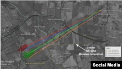 Слайд из доклада Bellingcat, показывающий местоположение точки обстрела в Гуково