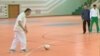 Turkmen president plays football