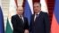Russian President Vladimir Putin shakes hands with Tajik President Emomali Rakhmon during a meeting in Dushanbe, Tajikistan June 28, 2022. 