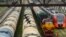 Russia -- Freight trains at Krasnodar-1 railway station