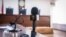 KYRGYZSTAN - Azattyk photo - microphone -- The case of Radio Azattyk is being considered in the Bishkek City Court, Bishkek, February 2, 2023.