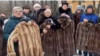 Russia. DNR. Presentation of fur coats to "widows of soldiers who died in the war"