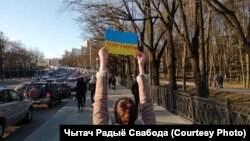 Протест против российской агрессии в Украине. Минск, 27 февраля 2022 года