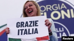 Лидер партии "Братья Италии" Джорджа Мелони, 26 сентября 2022 года. Фото: Reuters