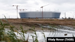 Стадион в Калининграде на этапе строительства