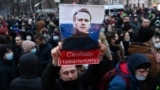 RUSSIA -- Protesters march in support of jailed opposition leader Aleksei Navalny in downtown Moscow, January 23, 2021
