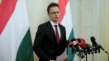 Hungary -- Hungarian Foreign Minister Peter Szijjarto speaks during a press conference in Budapest, March 10, 2015
