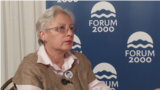 Leyla Yunus speaks to Currenttime.tv during Forum 2000 in Prague in October 2018 