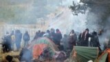  Migrants in a tent camp on the Belarusian-Polish border