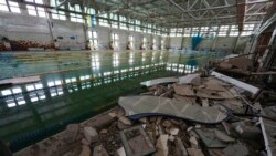 Ukraine War --General view of the ruins of the sports complex of the National Technical University in Kharkiv, Ukraine, Friday, June 24, 2022