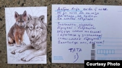 Открытка от Андрея Скурко со стихотворением про волка, по которому снят мультфильм