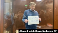 Алексей Горинов в Мещанском районном суде Москвы 21 июня 2022 года. Фото: Александра Астахова для "Медиазоны"