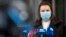 LITHUANIA -- Belarusian opposition leader Svyatlana Tsikhanouskaya wearing face masks to protect against coronavirus, speaks during a press conference at the Ministry of Foreign Affairs in Vilnius, January 8, 2021