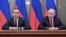Премьер Дмитрий Медведев и президент России Владимир Путин во время встречи с правительством 15 января 2020 года, когда оно подало в отставку. Фото: ТАСС