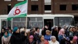 INGUDHETIA -- People gather to protest against what they say was an unfair land swap deal with the neighboring Russian region of Chechnya, in the capital Magas, October 5, 2018